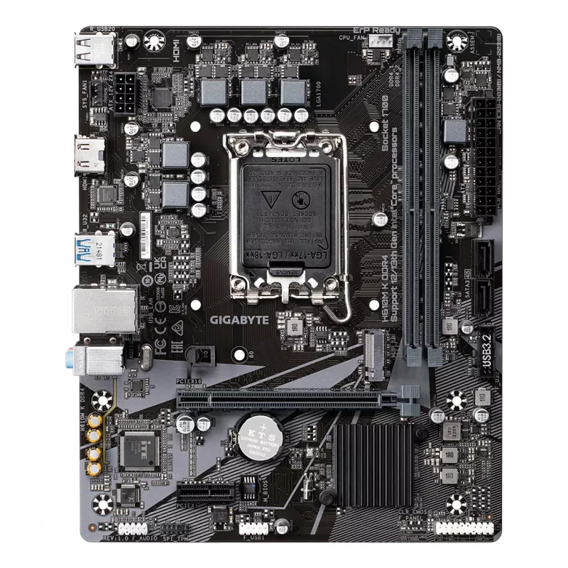 GIGABYTE H610M K DDR4 Motherboard - Supports Intel Core 14th Gen CPUs, 3+1+1 Phases Hybrid Power Design, up to 3200MHz DDR4, 1xPCIe 3.0 M.2, GbE LAN, USB 3.2 Gen 1