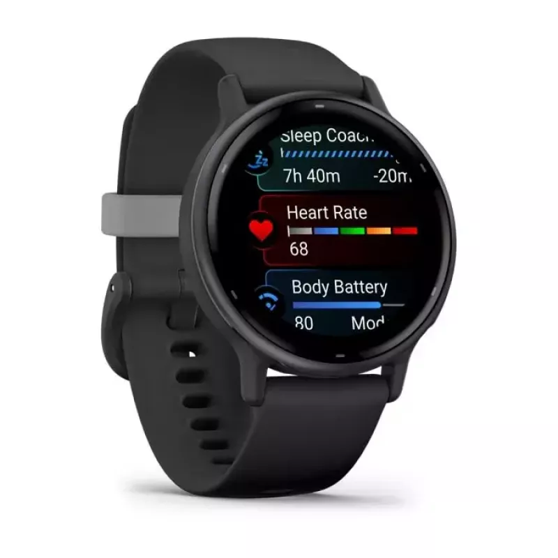 Smartwatch GARMIN Vivoactive 5 Black — 42 mm case, AMOLED 1.2 inch, GPS/GLONASS/Galileo, 5 ATM, optical HR, SpO2, 11-day battery