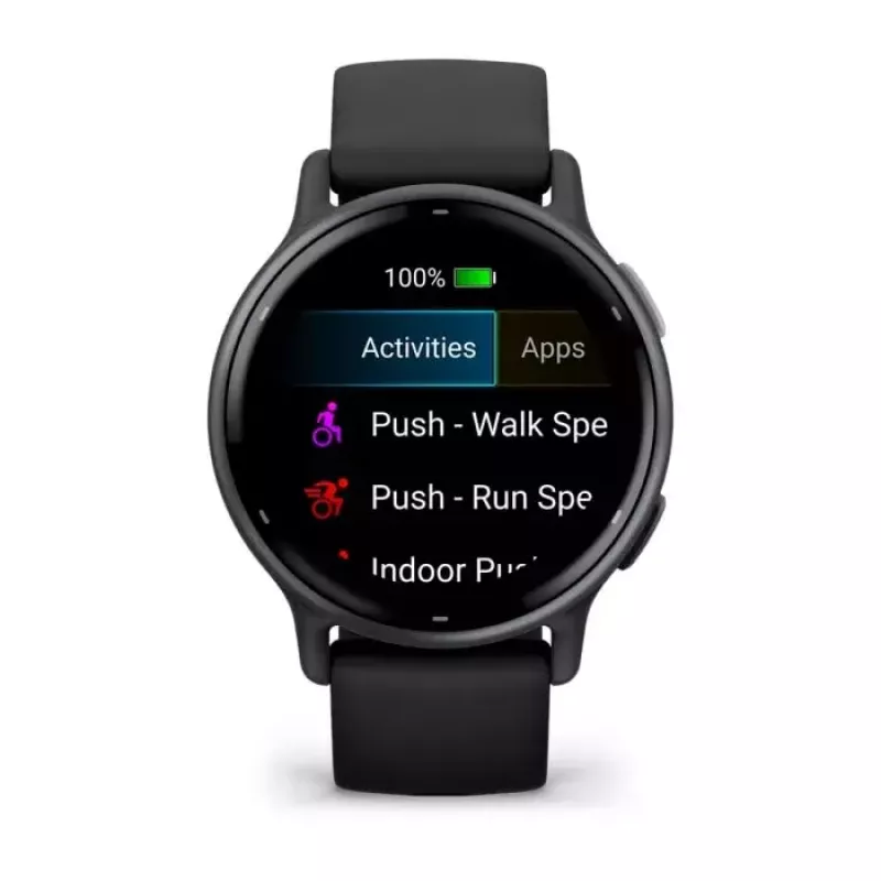 Smartwatch GARMIN Vivoactive 5 Black — 42 mm case, AMOLED 1.2 inch, GPS/GLONASS/Galileo, 5 ATM, optical HR, SpO2, 11-day battery