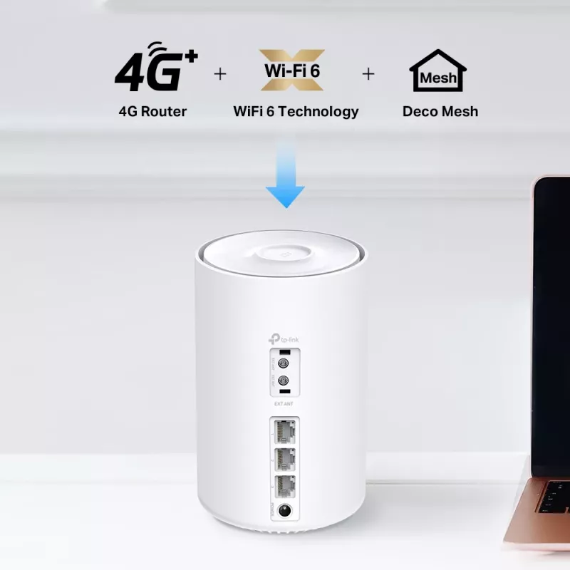 TP-Link 4G+ AX3000 Whole Home Mesh WiFi 6 Gateway, White, Internal, Mesh router, ≤20 dBm (2.4GHz); ≤23 dBm (5GHz), Dual-band (2.4 GHz / 5 GHz), Wi-Fi 6 (802.11ax)