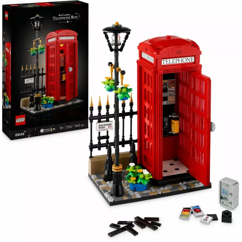 Construction toy LEGO Red London Telephone Box 21347 – modular collectible set, 1460 pieces, 18+