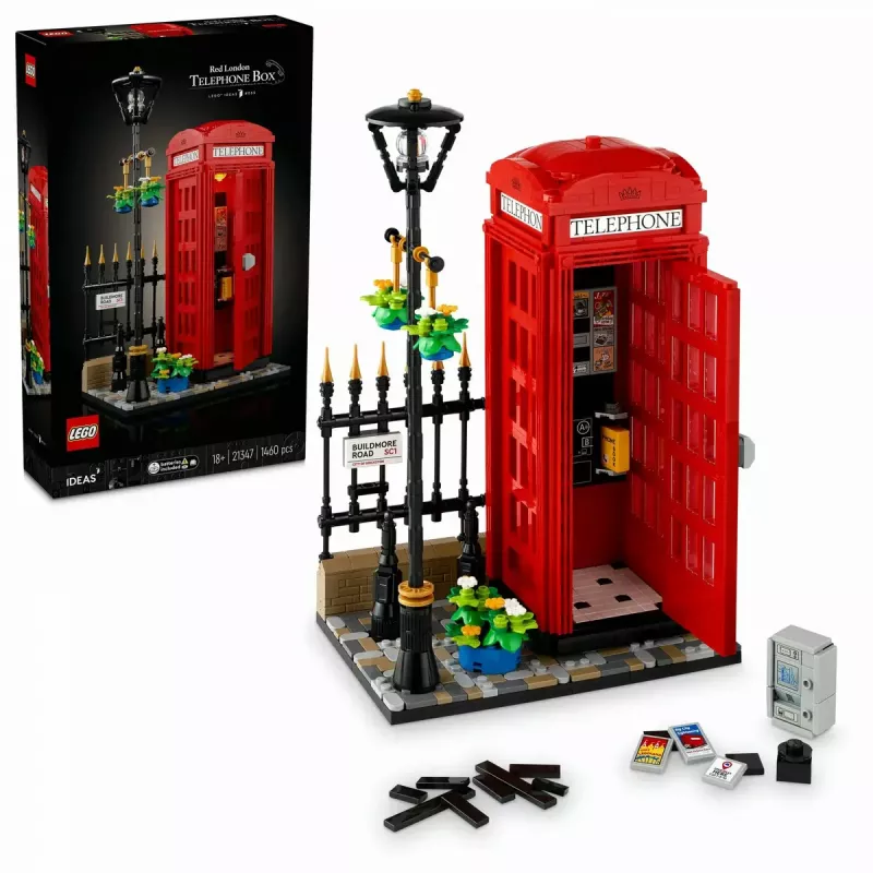 Construction toy LEGO Red London Telephone Box 21347 – modular collectible set, 1460 pieces, 18+