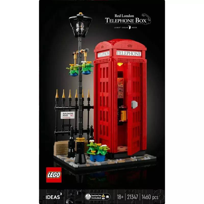 Construction toy LEGO Red London Telephone Box 21347 – modular collectible set, 1460 pieces, 18+