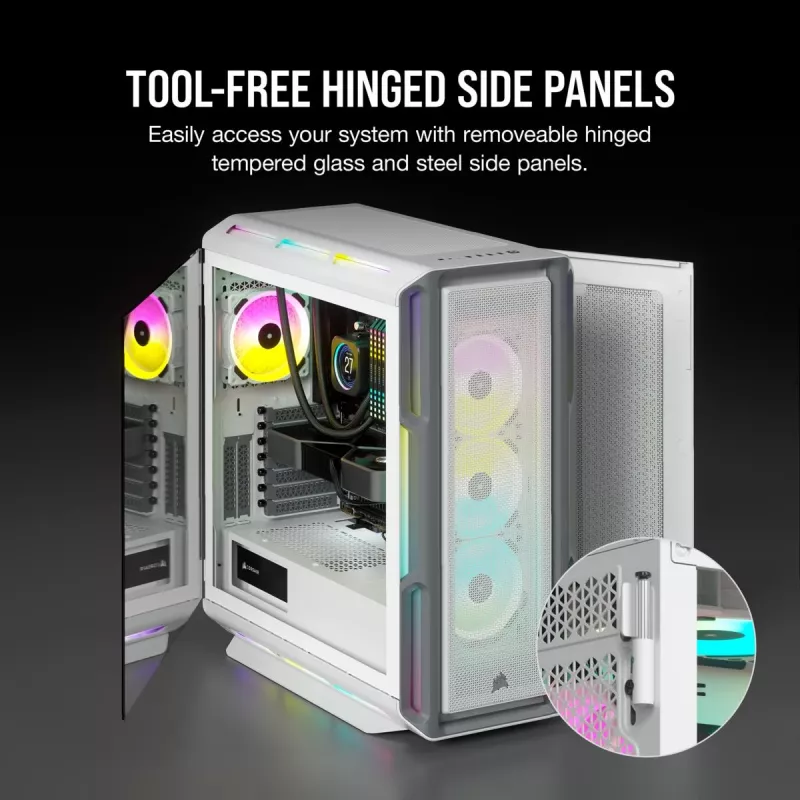 CORSAIR Mid-tower ATX Pc Case - Icue 5000t - RGB Tempered Glass - White