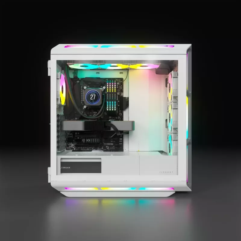 CORSAIR Mid-tower ATX Pc Case - Icue 5000t - RGB Tempered Glass - White