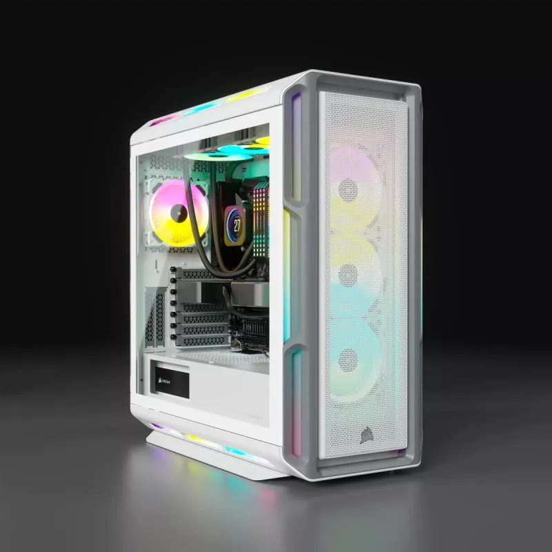 CORSAIR Mid-tower ATX Pc Case - Icue 5000t - RGB Tempered Glass - White