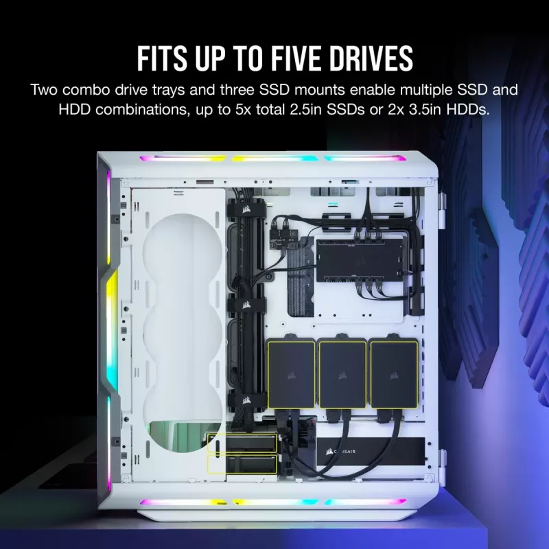 CORSAIR Mid-tower ATX Pc Case - Icue 5000t - RGB Tempered Glass - White