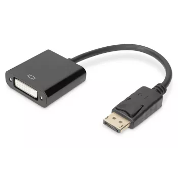 DIGITUS ASSMANN DisplayPort adapter cable, DP - DVI (24+5) M/F, 15cm w/interlock, DP 1.2 compatible, CE black