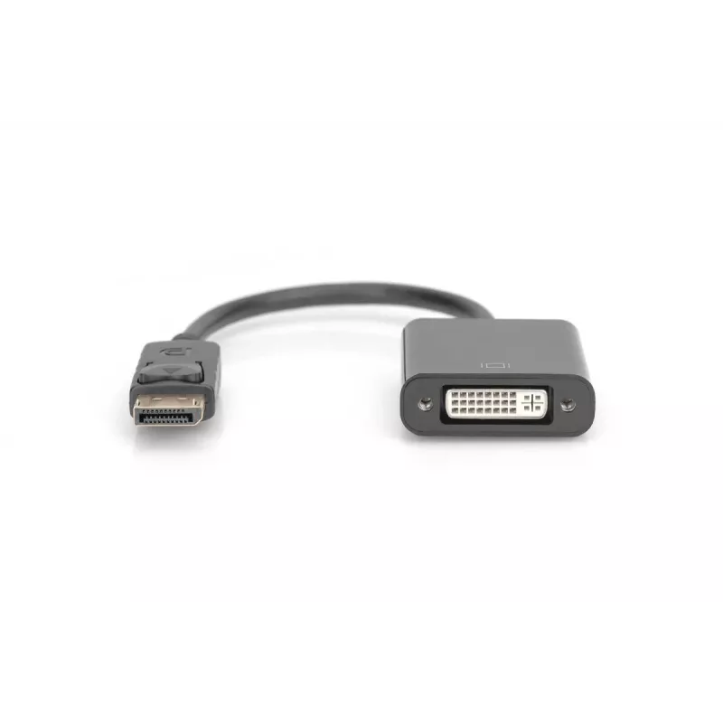 DIGITUS ASSMANN DisplayPort adapter cable, DP - DVI (24+5) M/F, 15cm w/interlock, DP 1.2 compatible, CE black
