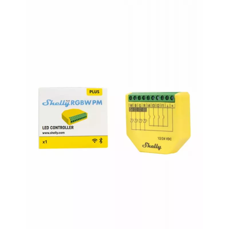 Shelly Plus RGBW PM Wireless Smart Light Green Yellow