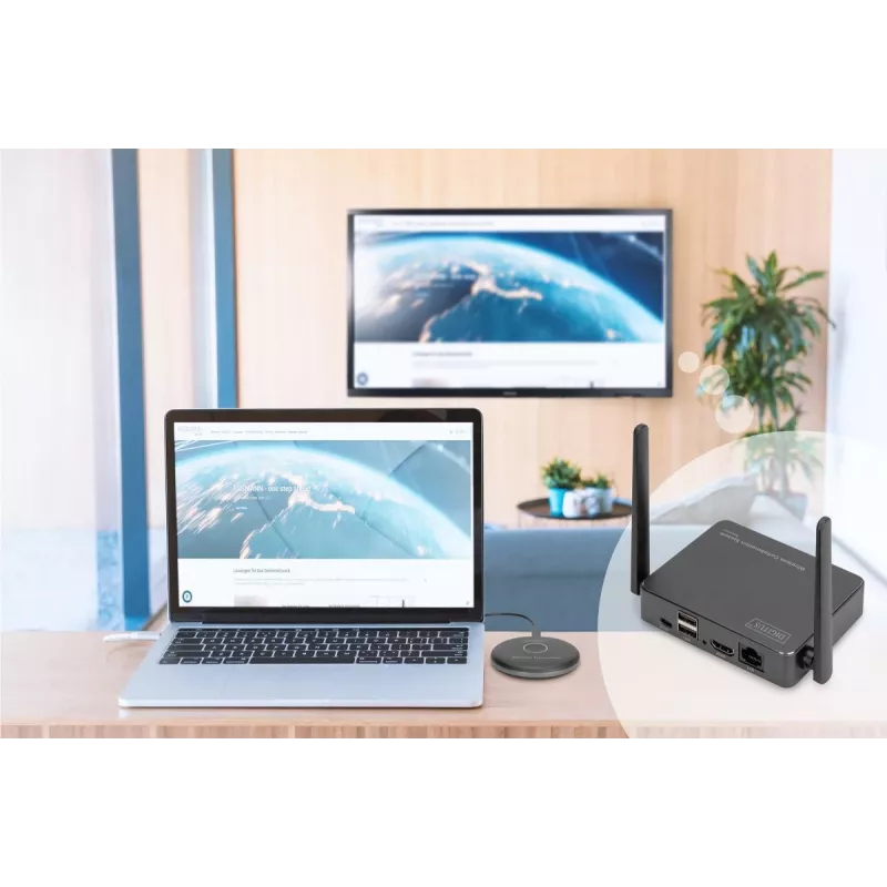 Wireless Collaboration System Digitus Click & Present Pro Desktop Black Grey 3840x2160
