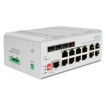 DIGITUS Gigabit Ethernet network PoE switch - 8 port industrial, L2 managed, 4 SFP uplink