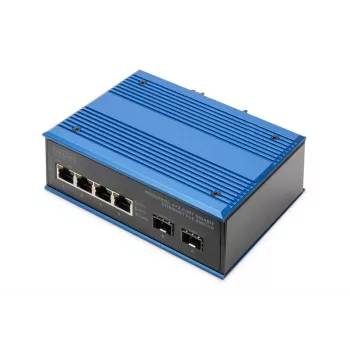 DIGITUS Industrial 4+2 -Port Gigabit Ethernet PoE Switch 4 Port GE PoE RJ45 2 GE SFP Port