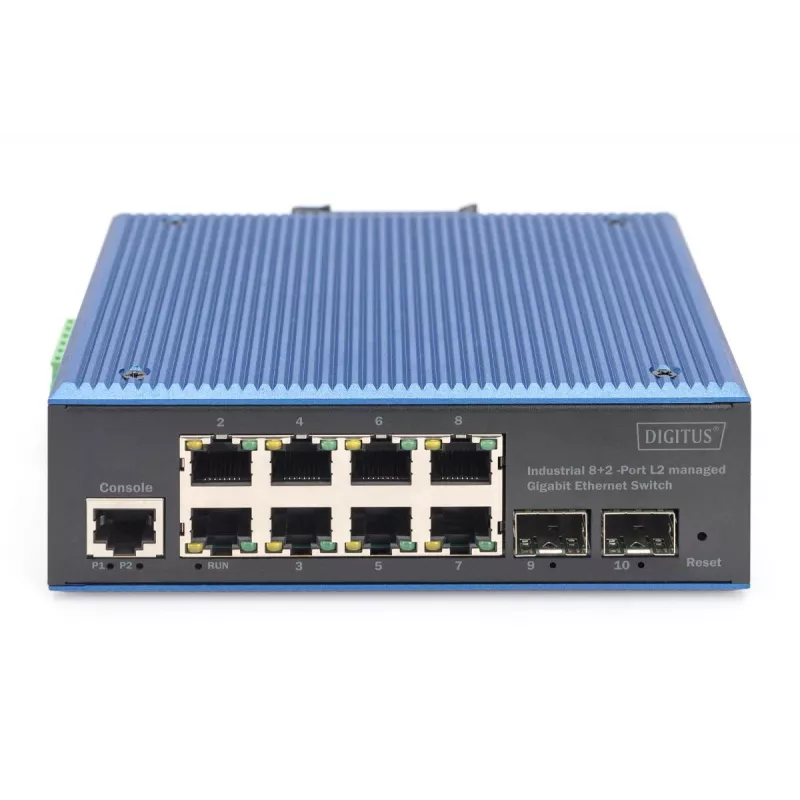 DIGITUS Industrial 8+2 Port L2 Managed Gigabit Ethernet Switch 8x GE RJ45 + 2 SFP Port