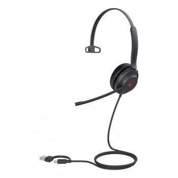 Yealink UH37 Mono Teams USB-C/A Headset, Wired, 20 - 20000 Hz, Office/Call center, 96.5 g, Headset, Black