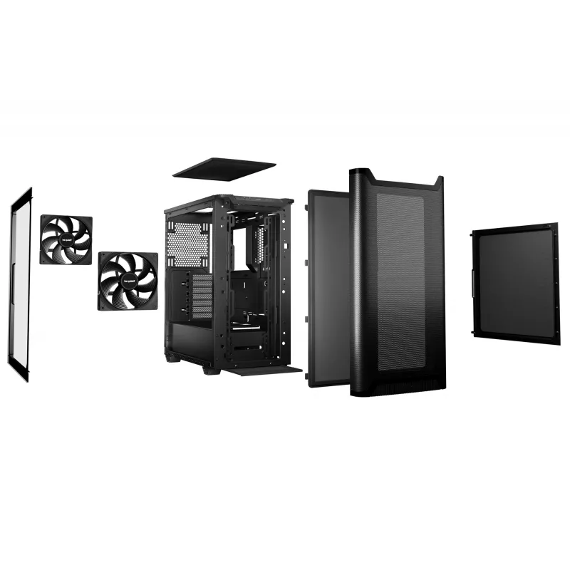 PC case bequiet! PURE BASE 501 Airflow Window MIDI Tower — ATX, tempered glass, 3x140/240mm support, 2x3.5 inch + 5x2.5 inch, USB-A x2, USB-C x1