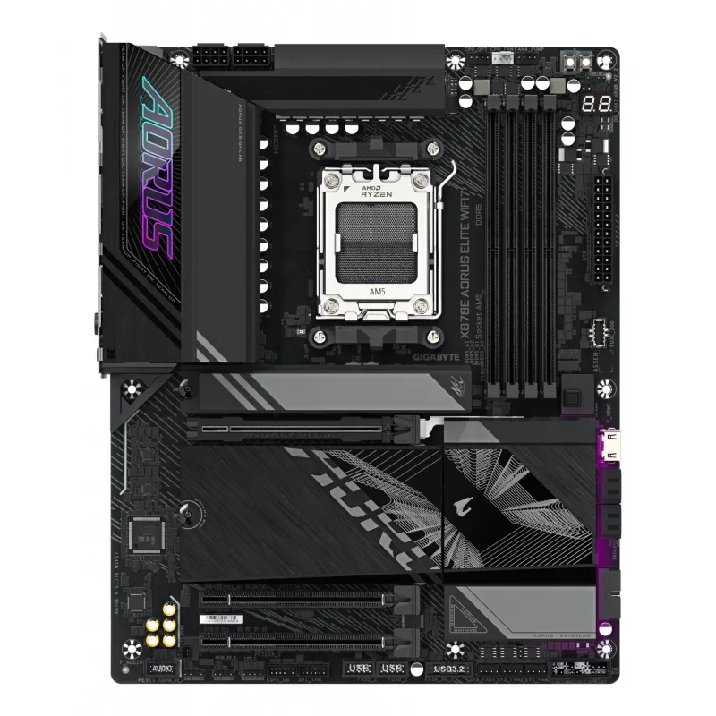 Motherboard GIGABYTE X870E AORUS ELITE WIFI7 ATX, AMD X870E, Socket AM5, DDR5, 4x DIMM, Wi‑Fi 7, 2.5Gb LAN