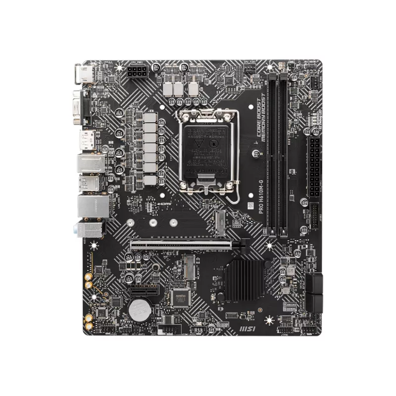 Motherboard MSI PRO H610M-G — Intel H610, LGA 1700, micro ATX, DDR5, 2 DIMM, up to 96 GB, M.2, SATA III, HDMI 2.1, DisplayPort 1.4