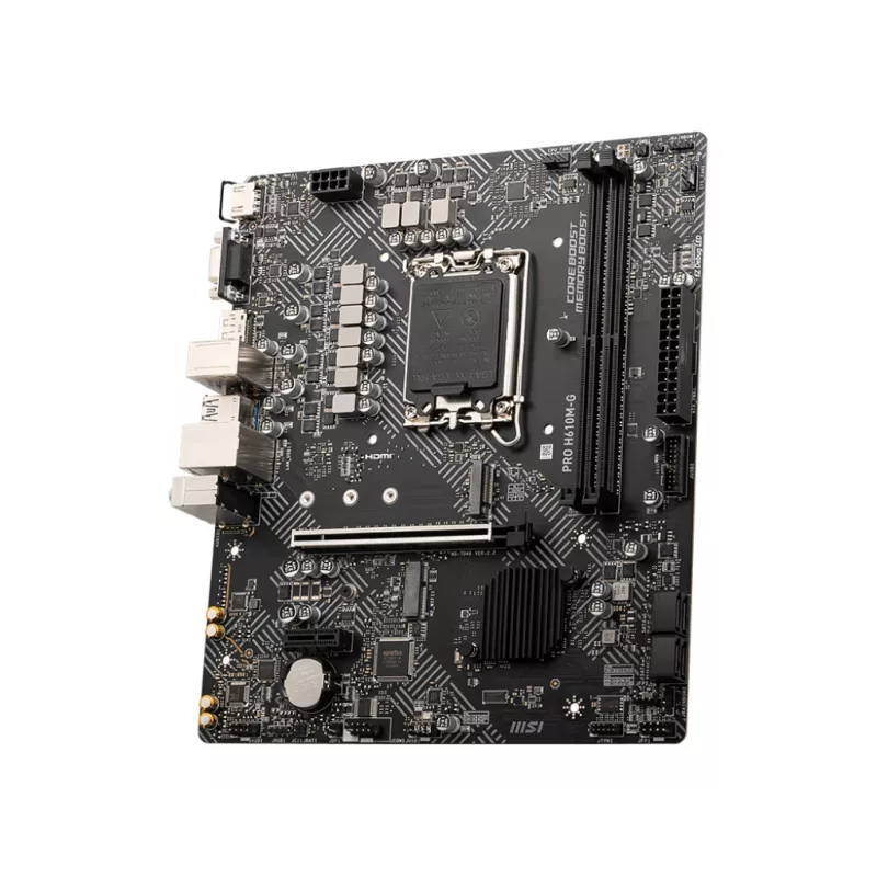 Motherboard MSI PRO H610M-G — Intel H610, LGA 1700, micro ATX, DDR5, 2 DIMM, up to 96 GB, M.2, SATA III, HDMI 2.1, DisplayPort 1.4