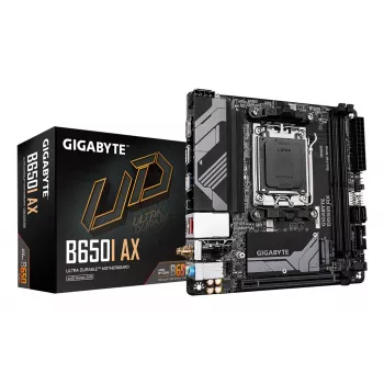 GIGABYTE B650I AX Motherboard - AMD Ryzen 9000 Series CPUs, 5+2+1 Phases VRM, up to 6400MHz DDR5 (OC), 1xPCIe 4.0 M.2, 2.5GbE LAN, WIFI 6E, USB 3.2 Gen 2