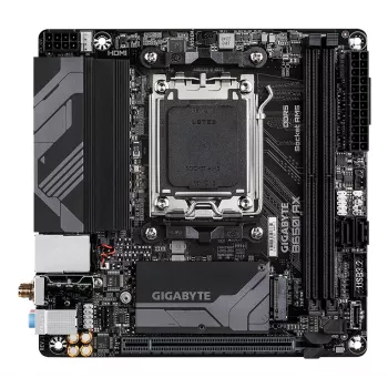 GIGABYTE B650I AX Motherboard - AMD Ryzen 9000 Series CPUs, 5+2+1 Phases VRM, up to 6400MHz DDR5 (OC), 1xPCIe 4.0 M.2, 2.5GbE LAN, WIFI 6E, USB 3.2 Gen 2