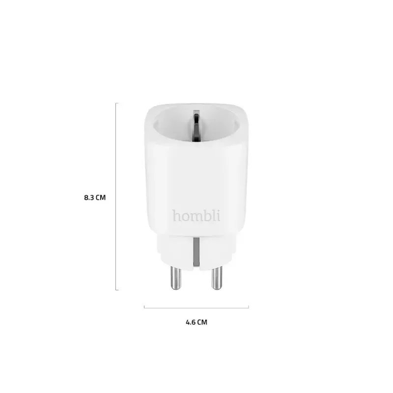 Smart plug Hombli Smart Socket EU by Avanca International BV — Wi‑Fi, 220–250 V, 50–60 Hz, max 3540 W, indoor, white, plastic, 46×46×84 mm