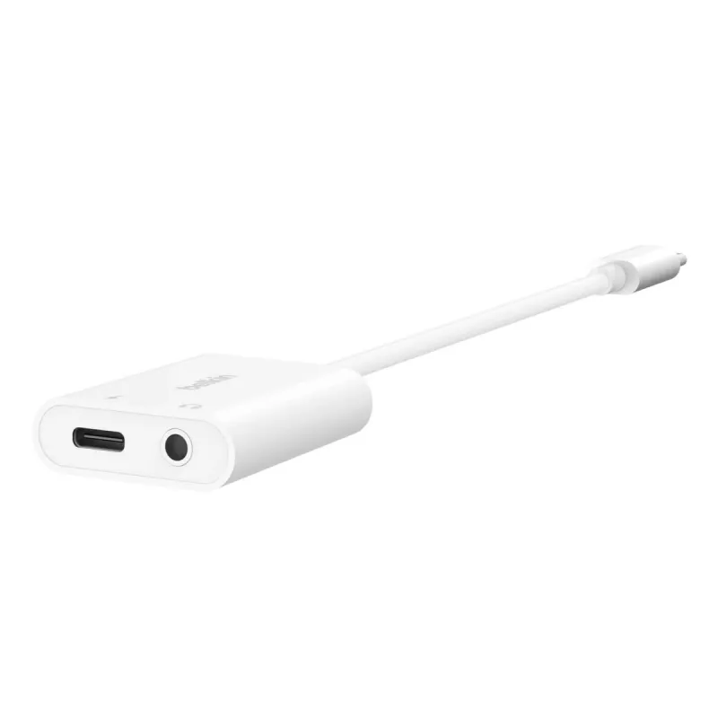BELKIN Charge Adapter Rockstar 3.5mm Audio + USB-c White