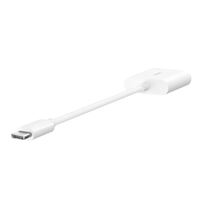 BELKIN Charge Adapter Rockstar 3.5mm Audio + USB-c White