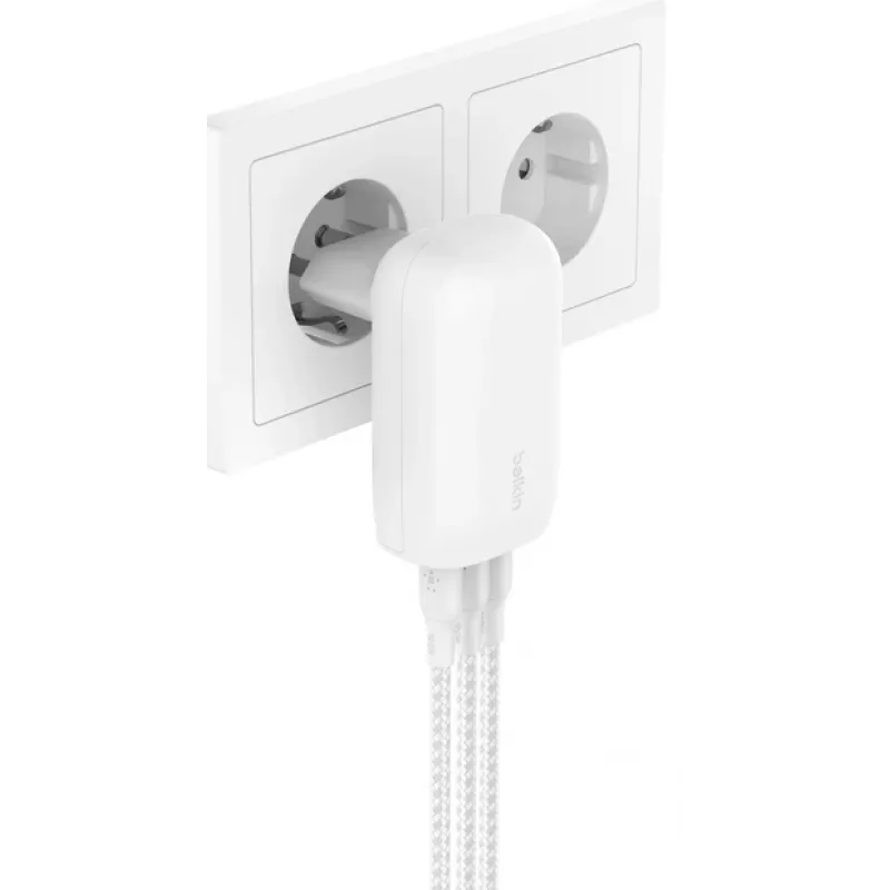 BELKIN Wall Charger - Boostcharge - USB-c 3-port Charger - With Pps 67w - White