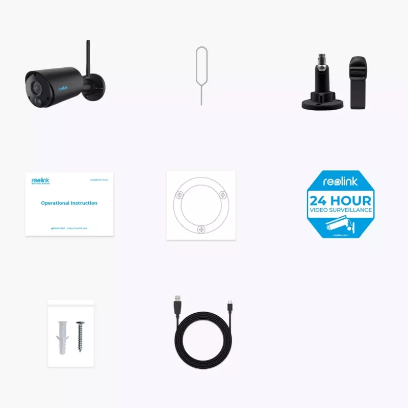 IP security camera Reolink Argus B320-B — 3 MP wireless outdoor bullet, battery/solar, Wi‑Fi, IP65, 2304×1296, H.265, 2‑way audio, microSD up to 128 GB