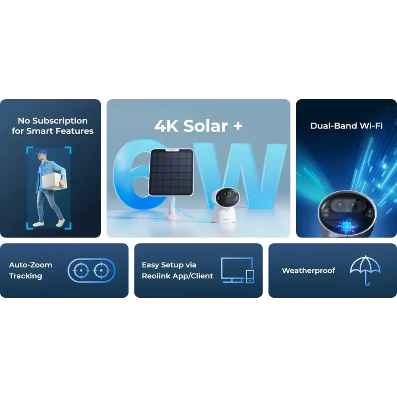 IP security camera Reolink Reolink Argus Series B740X wireless indoor/outdoor ceiling/wall mount black/white 1/2.7 inch CMOS 0–355° pan 0–50° tilt 11 m detect