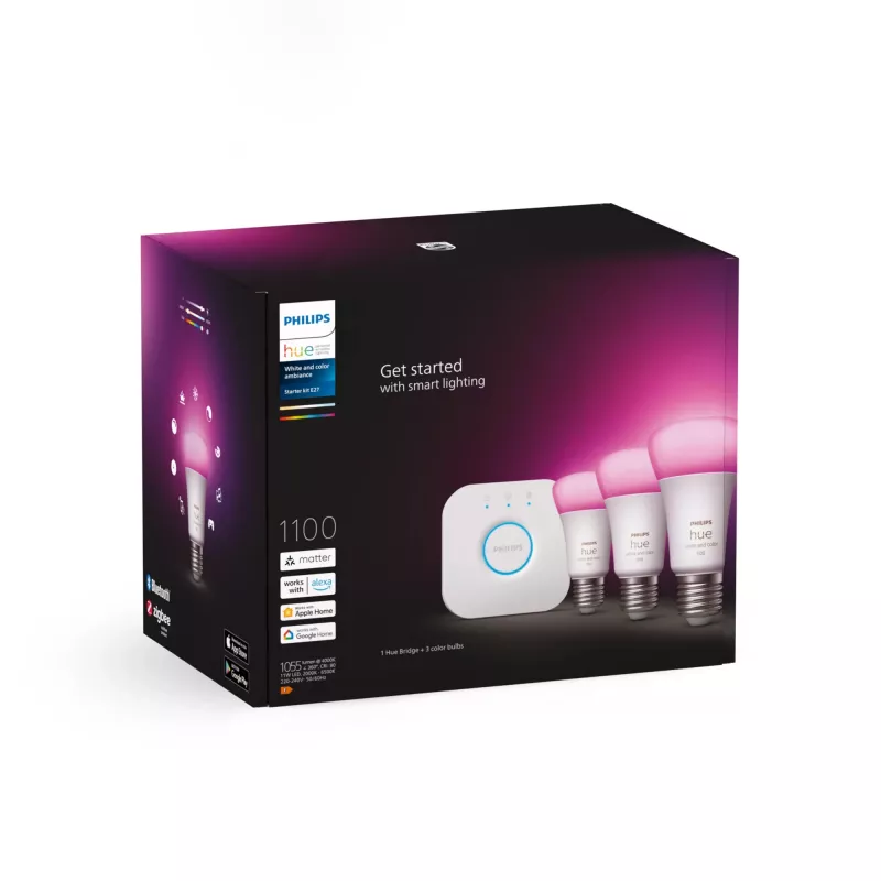 Smart lighting kit Philips Hue White and colour ambience Starter kit E27 Bluetooth Zigbee