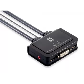 LevelOne 2-Port USB DVI-D Single Link Cable KVM Switch, audio support