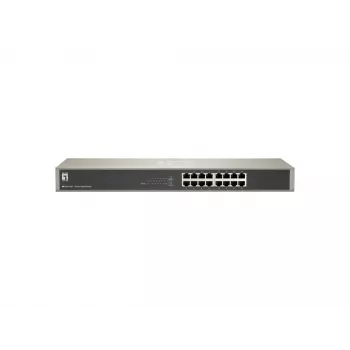 LevelOne 16-Port Gigabit Switch, Unmanaged, Gigabit Ethernet (10/100/1000), Full duplex, Rack mounting
