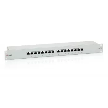 Equip 16-Port Cat.6 Shielded Patch Panel, Light Grey, RJ-45, Gold, Cat6, Rack mounting, 1U, Grey
