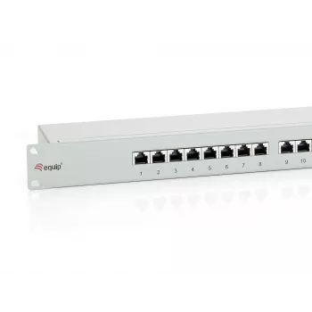 Equip 16-Port Cat.6 Shielded Patch Panel, Light Grey, RJ-45, Gold, Cat6, Rack mounting, 1U, Grey
