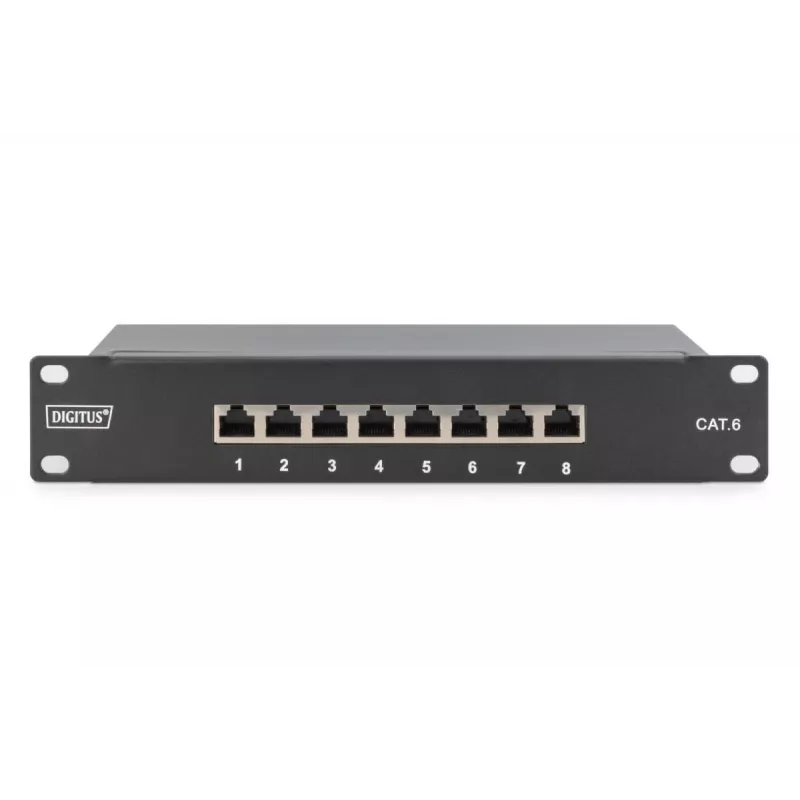 DIGITUS Patch panel CAT6 8-ports Shielded Black 10in