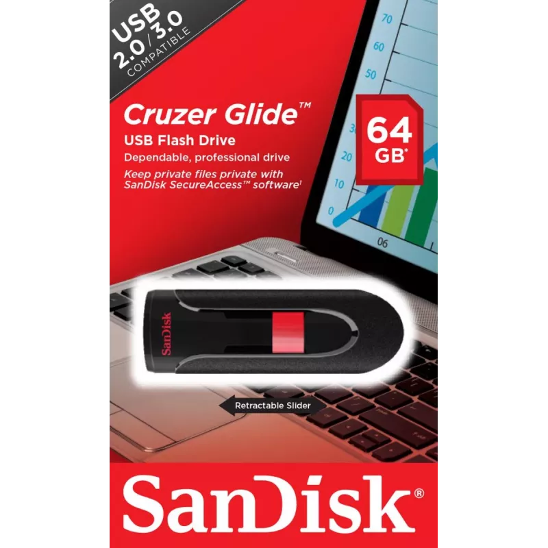 WESTERN DIGITAL SanDisk Cruzer Glide - 64GB USB Stick - USB 2.0