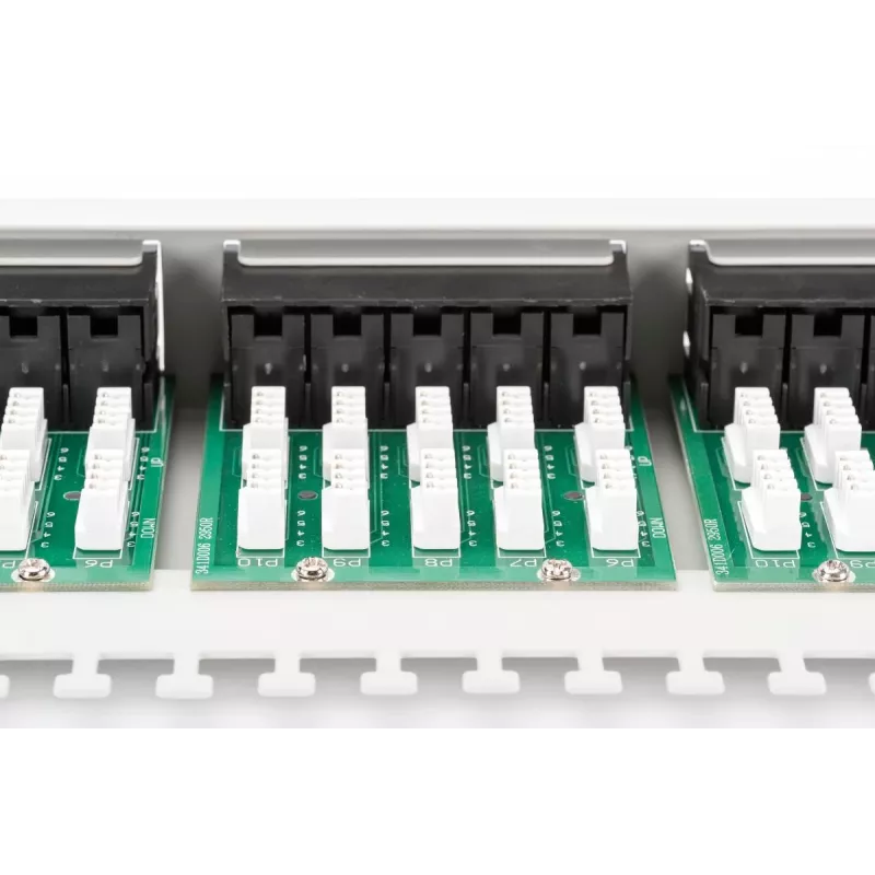 DIGITUS CAT 3 ISDN Patch Panel, unshielded 50-port RJ45, 8P4C, LSA, 1U, rack mount, color grey RAL 7035