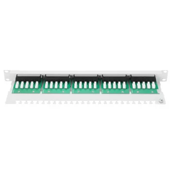 DIGITUS CAT 3 ISDN Patch Panel, unshielded 25-port RJ45, 8P4C, LSA, 1U, rack mount, color grey RAL 7035