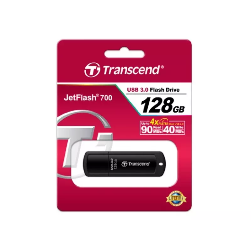 TRANSCEND Jetflash 700 - 128GB USB Stick - USB 3.0 - Black