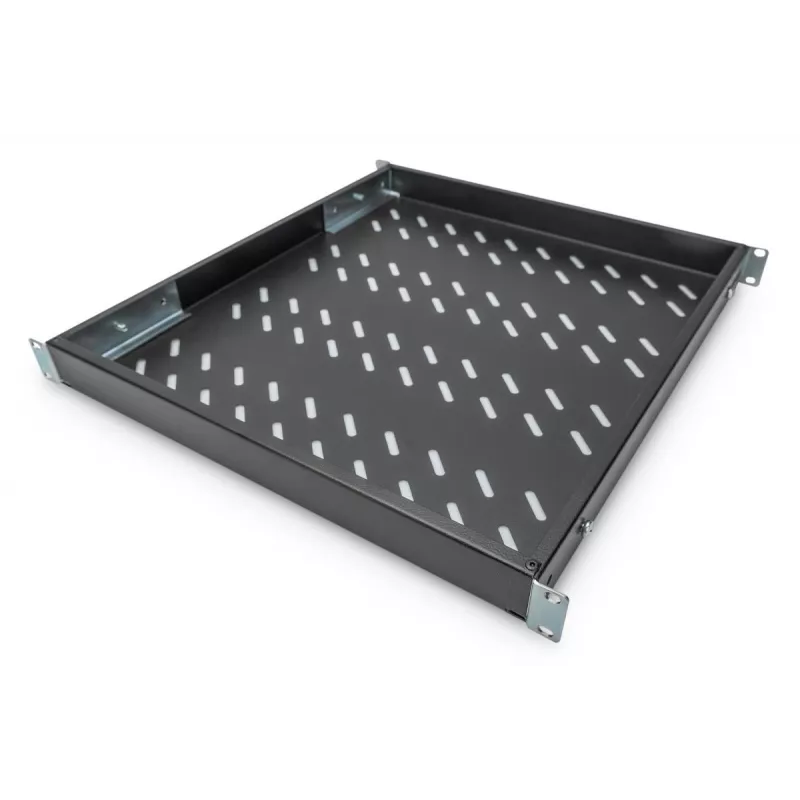 DIGITUS 1U fixed shelf, for 800 mm depth cabinets adjustable, 500 mm depth, color black (RAL 9005)