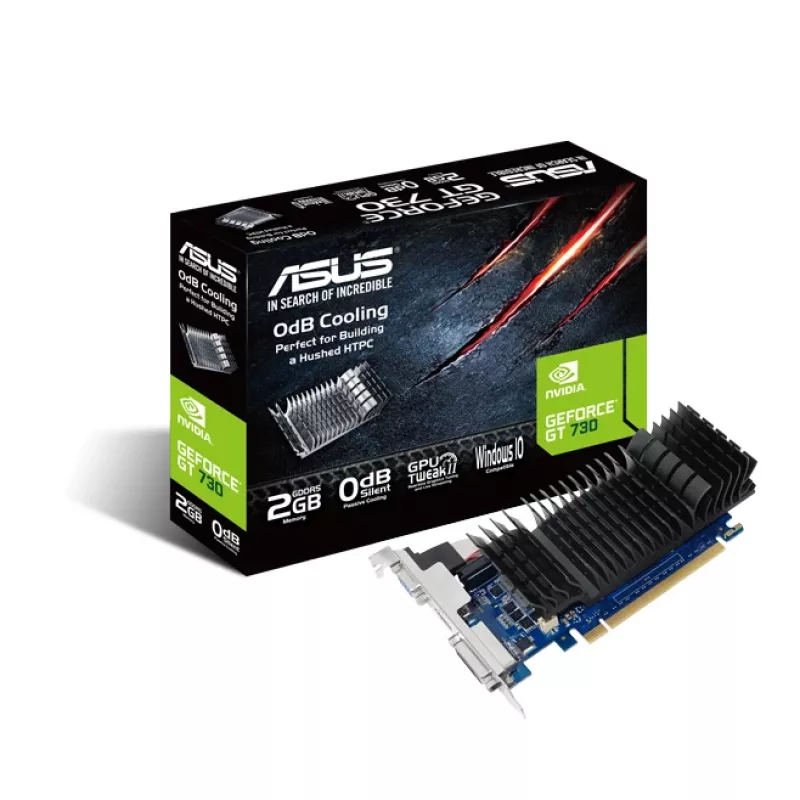 Video card ASUS GeForce GT 730, 2 GB GDDR5, 64-bit, PCIe 2.0, passive cooling