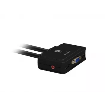 LevelOne 2-Port USB VGA Cable KVM Switch, audio support, 2048 x 1536 pixels, Black