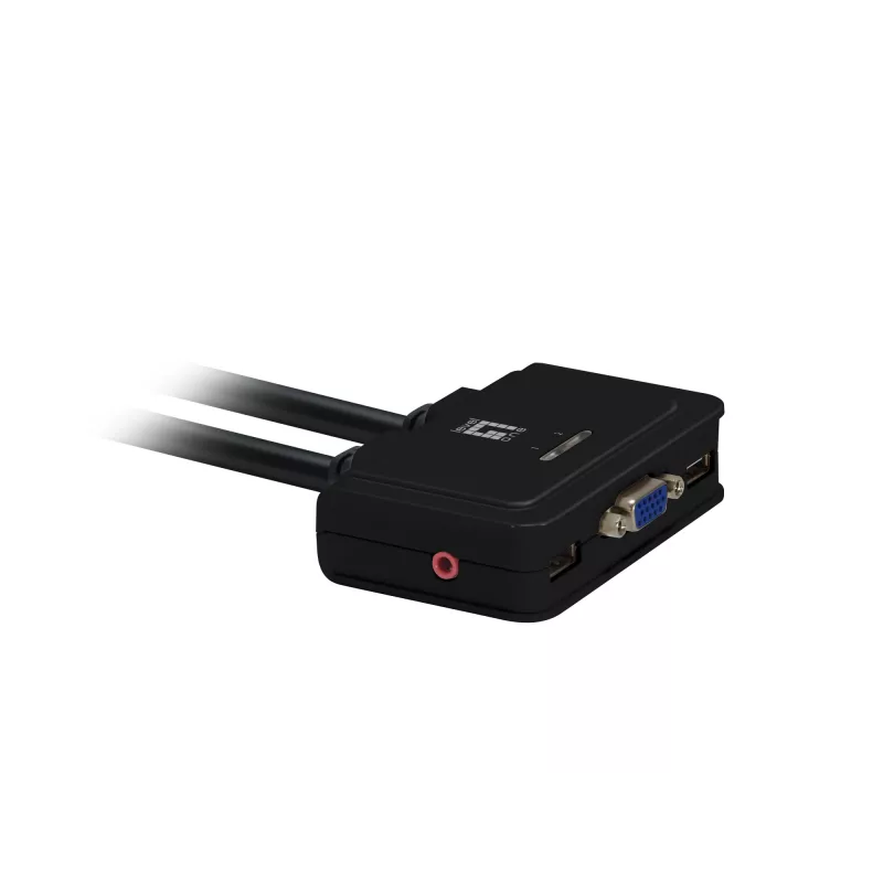 LevelOne 2-Port USB VGA Cable KVM Switch, audio support, 2048 x 1536 pixels, Black