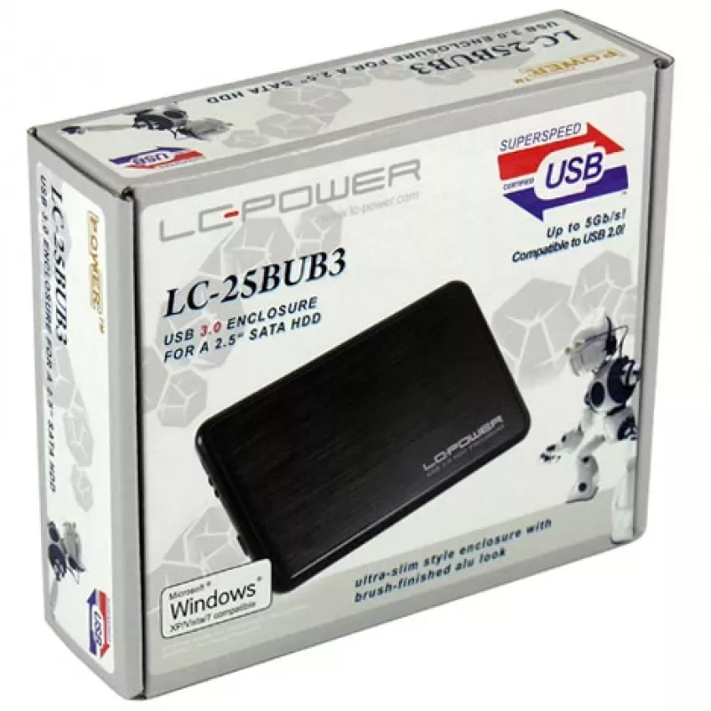 LC-POWER Media Player - USB Gehsuse Sata-HDD 2.5in Alu USB 3.0 Lc-power Bla