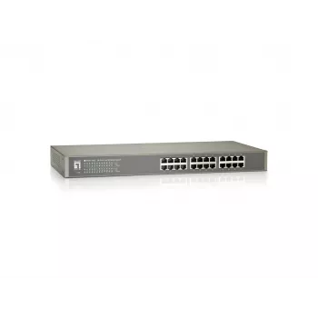 LevelOne 24-Port Fast Ethernet Switch, Unmanaged, Fast Ethernet (10/100), Full duplex, Rack mounting