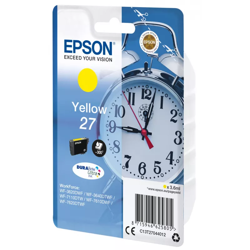 Epson Alarm clock Singlepack Yellow 27 DURABrite Ultra Ink