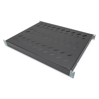 DIGITUS DN-97645 1U Fixed Rack Shelf, 50 kg Load, Adjustable 350-550 mm Depth, Black RAL 9005