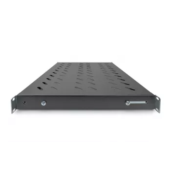 DIGITUS DN-97645 1U Fixed Rack Shelf, 50 kg Load, Adjustable 350-550 mm Depth, Black RAL 9005